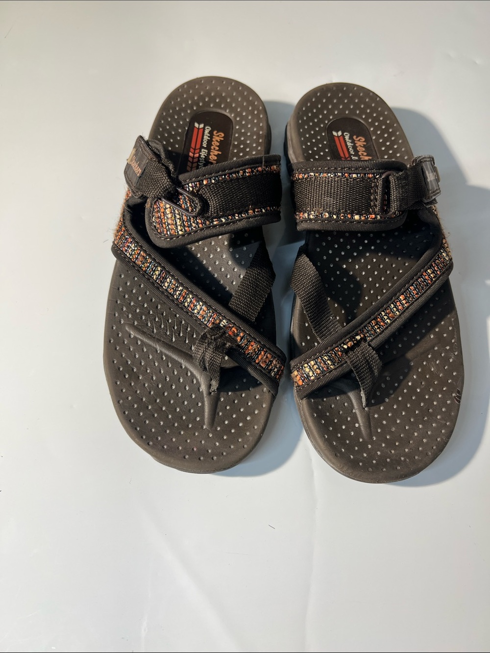 Skechers Black Slip-On Sport Sandals with Accent Threading
